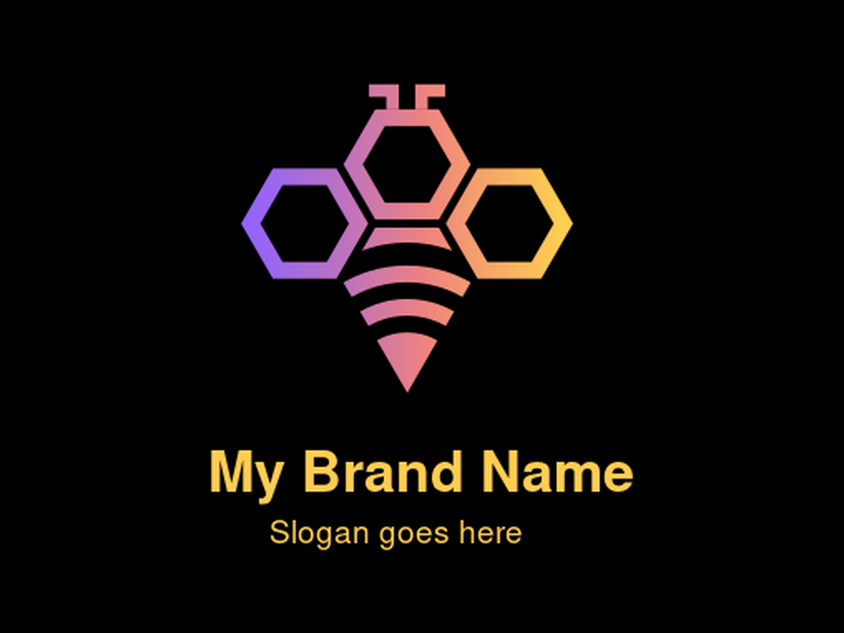 Modern Honeycomb Bee Logo with Gradient Hues – Ideal for Beekeeping, Tech Innovation, Sweet Treats, and Community-Focused Brands